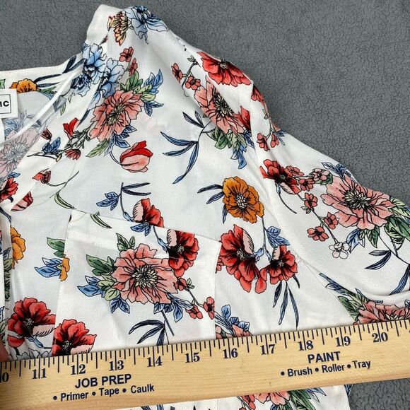 FOR THE REPUBLIC Women's Size M White Floral Long Sleeve Button Up Blouse - Picture 4 of 10